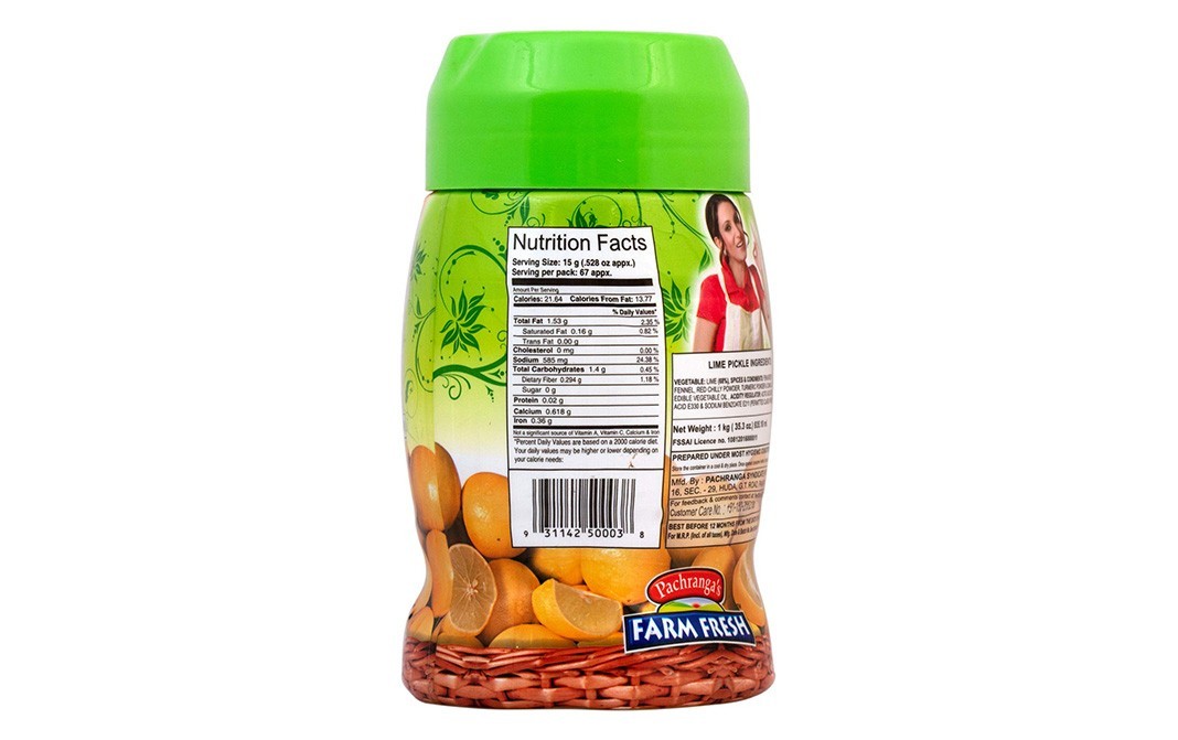 Pachranga's farm Fresh Lime Pickle    Plastic Jar  1 kilogram